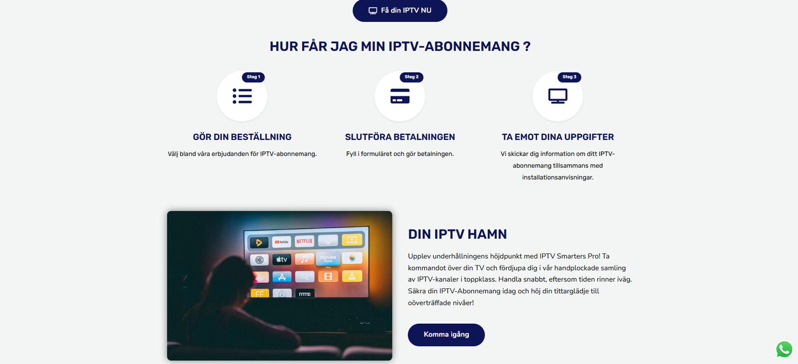 Bestall Smart IPTV och kom igang steg for steg