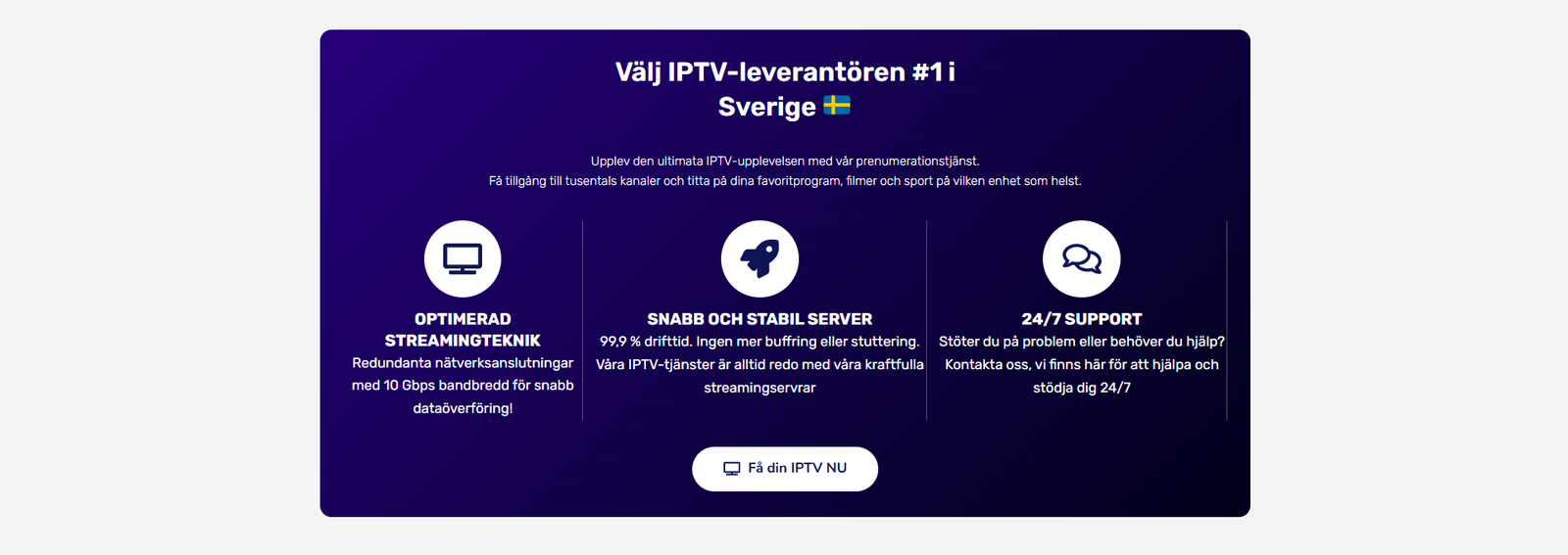 Smart IPTV med stabil streaming och support