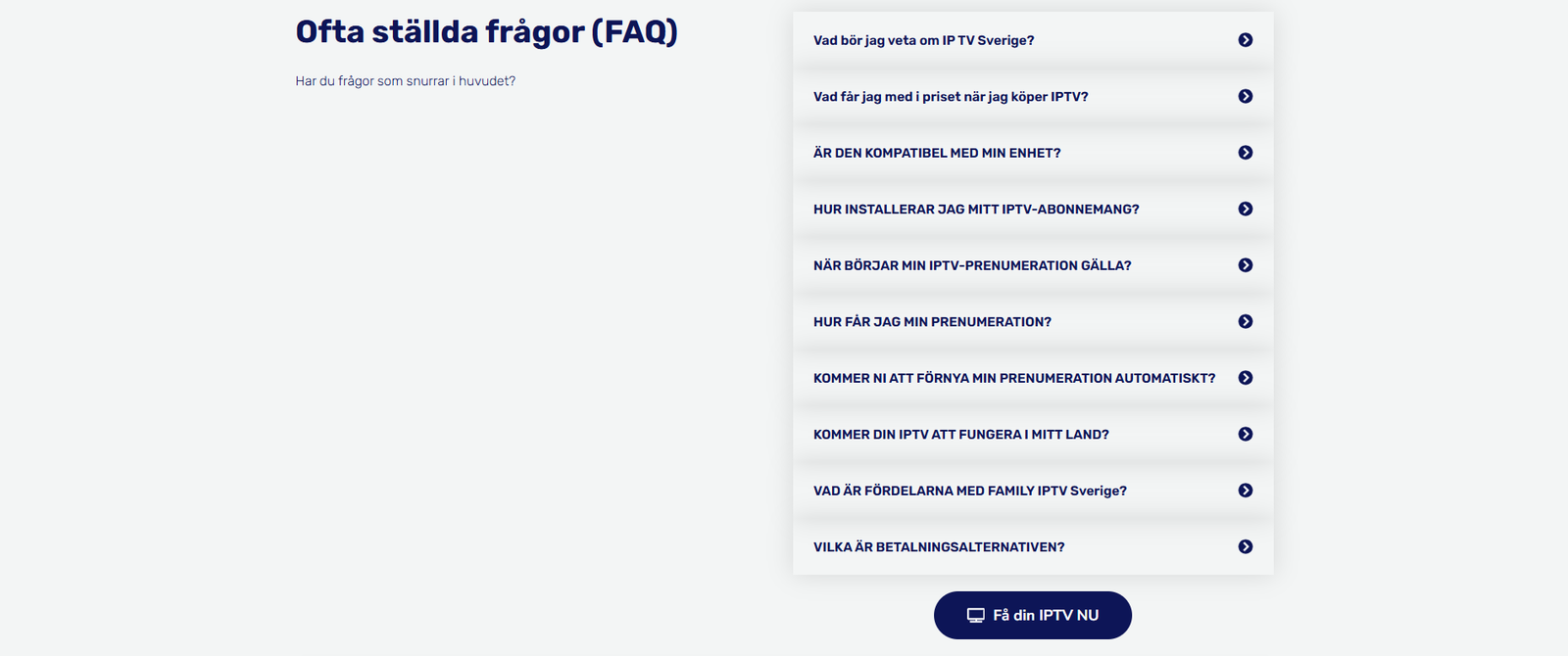 Vanliga fragor om Smart IPTV